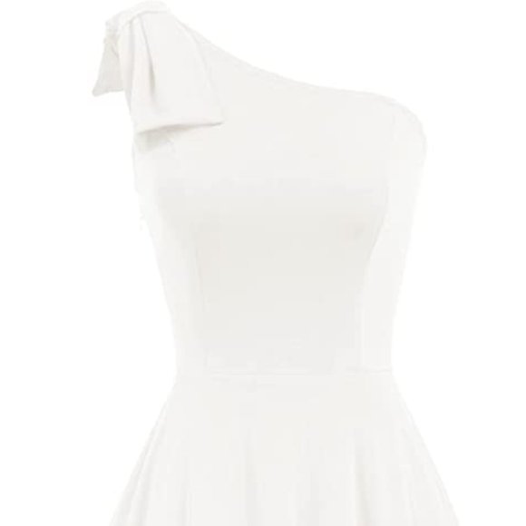 JASAMBAC Women's Bow One Shoulder Dress with Pockets - Picture 3 of 6